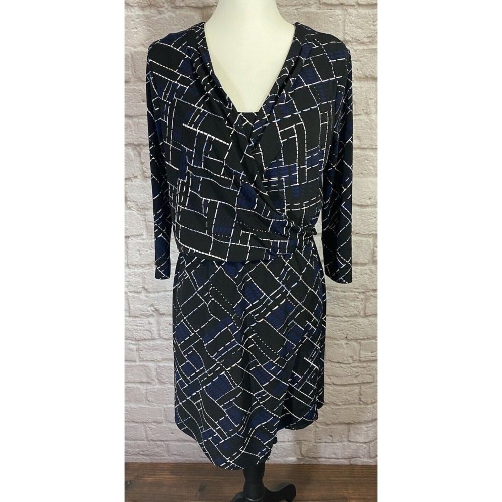 White House Black Market Faux‎ Wrap Dress Small Stretchy Slinky Career Work